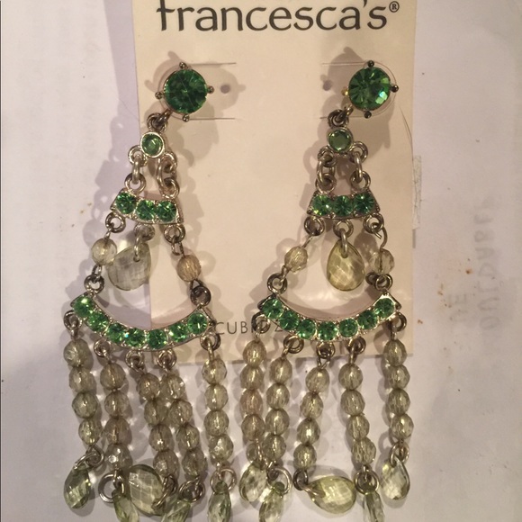 Francesca’s chandelier earrings green dangle - Picture 3 of 3